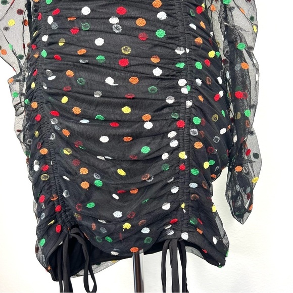 CAMILA COELHO Revolve Kiana Mini Dress Blqck Multicolor Polka Dot Size Smalll - Picture 6 of 11
